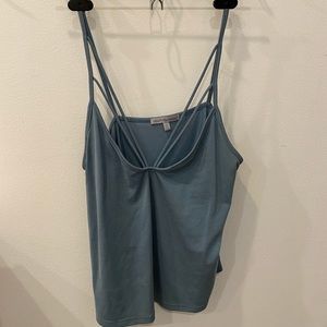 Grey blue strappy going out tank top